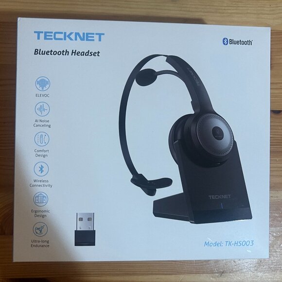 TECKNET Bluetooth 5.0 Headset with Microphone for PC, USB Wireless Headset with - Picture 1 of 2